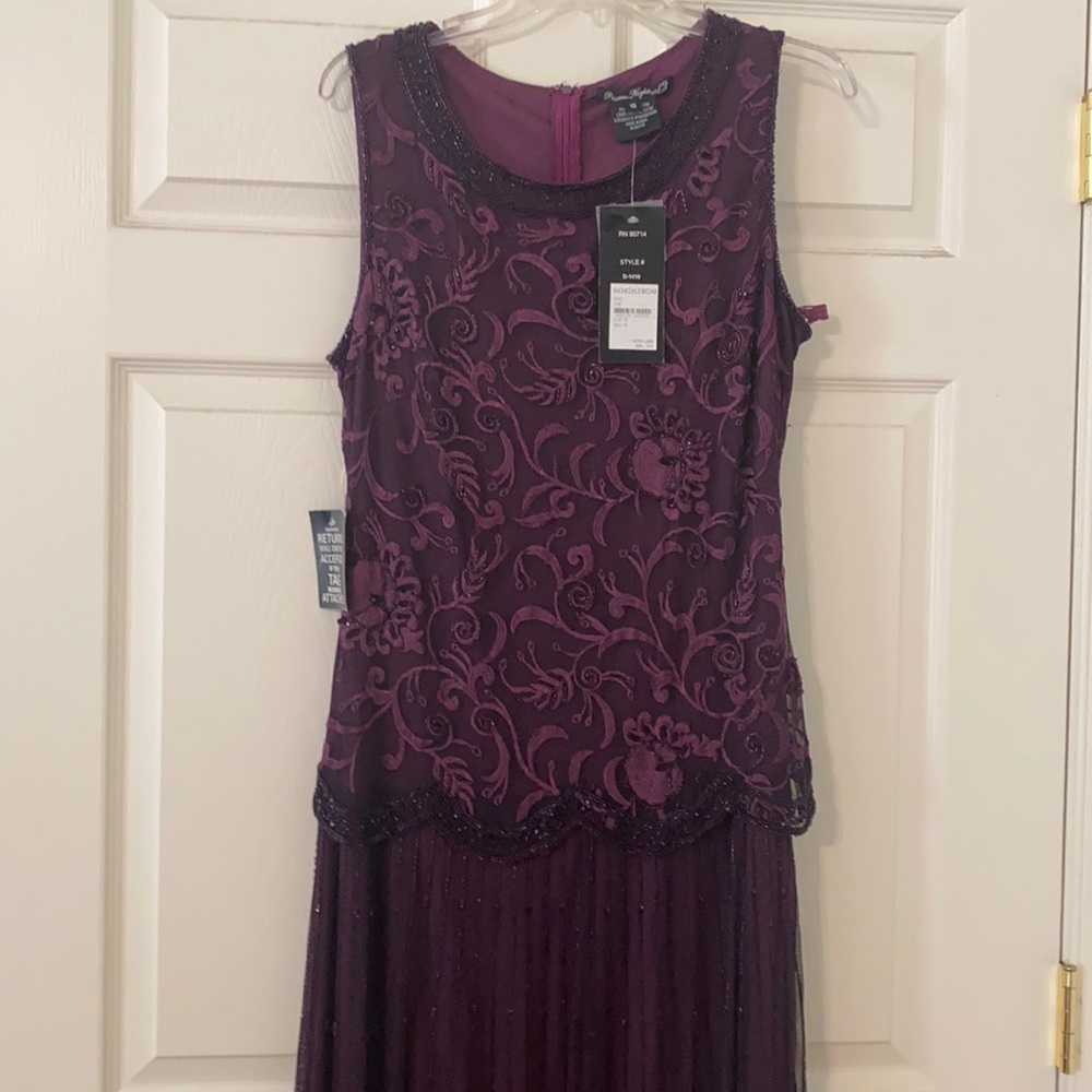 NWT Pisarro Nights Purple Beaded Embroidered Dress